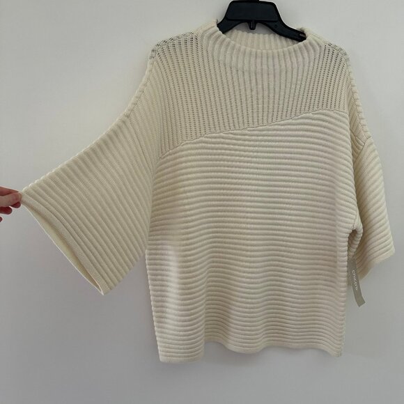 NEW Chicos Texture Pullover Sweater Size 2 (Large) Cashmere Blend Cream Knit - Picture 5 of 9